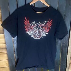 2022 Daytona Bike week 2022 Black Graphic T-Shirt with Red  White Wings medium